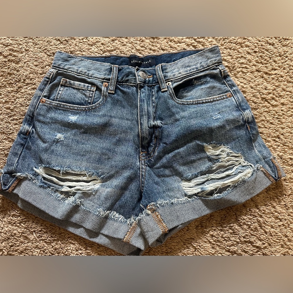 Aeropostale Women's Ripped Blue Jean Shorts G-15